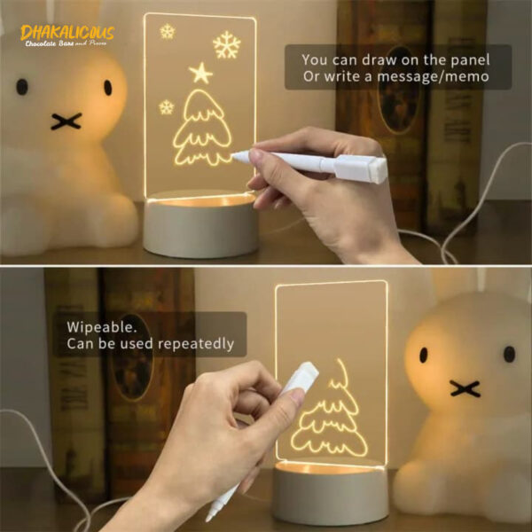 Creative LED Night Light Message Board - USB Rewritable Warm Soft Lamp for Kids & Decoration